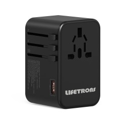 75W GaN AC Travel Adaptor 3-Type-C 2-USB Charge Black