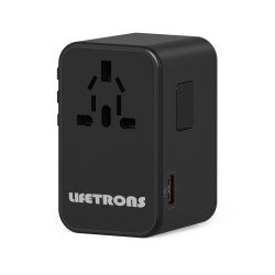 75W GaN AC Travel Adaptor 3-Type-C 2-USB Charge Black