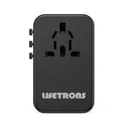 75W GaN AC Travel Adaptor 3-Type-C 2-USB Charge Black