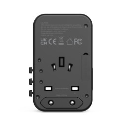 75W GaN AC Travel Adaptor 3-Type-C 2-USB Charge Black