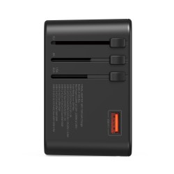 75W GaN AC Travel Adaptor 3-Type-C 2-USB Charge Black