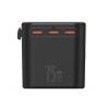 75W GaN AC Travel Adaptor 3-Type-C 2-USB Charge Black