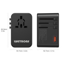 75W GaN AC Travel Adaptor 3-Type-C 2-USB Charge Black