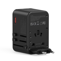 75W GaN AC Travel Adaptor 3-Type-C 2-USB Charge Black