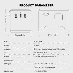Lifetrons GaN 45W 全球通用旅行充電器/萬國插頭 TA045WA