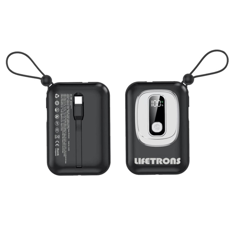 10000mAh PD22.5W Power Bank with 2 Built-in Cables & Digital Display PB10K225